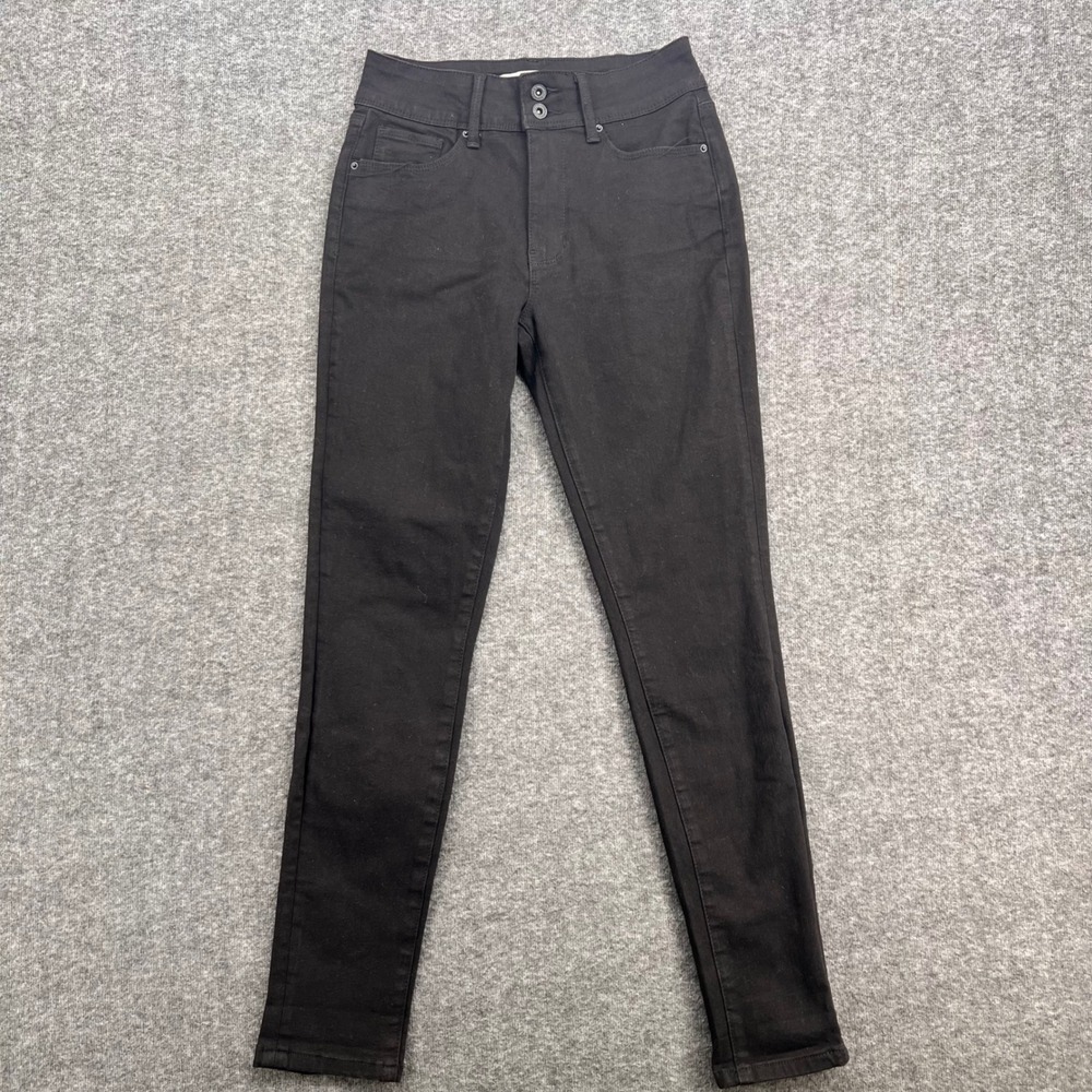 California Vintage Women High Waisted Skinny Jeans Black Double Button Size 5/27